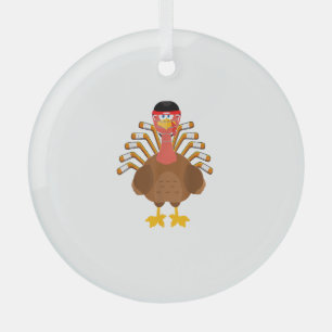 thankful for hockey thanksgiving Funny Turkey Ice Glass Tree Decoration