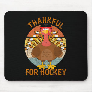 Thankful For Hockey Thanksgiving Funny Turkey Ice Mouse Pad