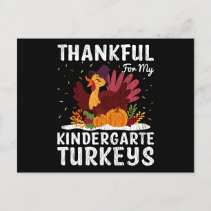 Thankful For My Kindergarten Turkeys Teacher Gift Postcard
