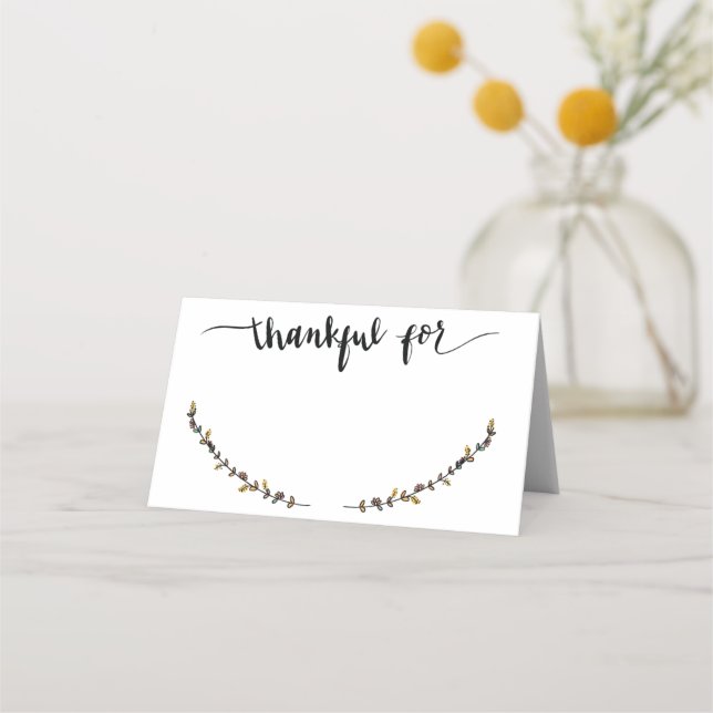 Thankful For Name Place Cards (Front)