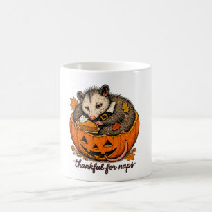 Thankful for Naps Opossum Thanksgiving Design Coffee Mug