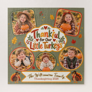 Thankful for Our Little Turkeys Personalised Famil Jigsaw Puzzle