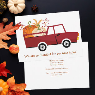 Thankful for Our New Home Cute Thanksgiving Moving Announcement
