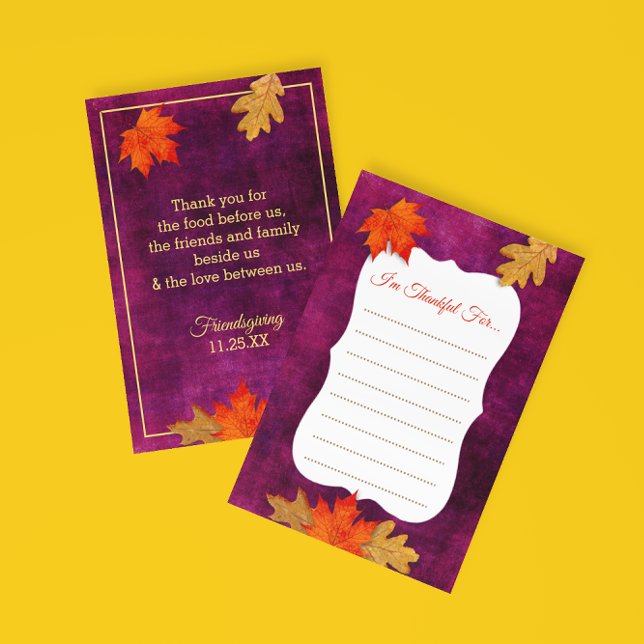 Thankful For Plum Thanksgiving Placecards RSVP Card (Creator Uploaded)
