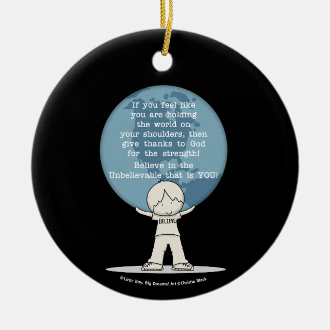 Thankful for Strength Ceramic Ornament (Front)