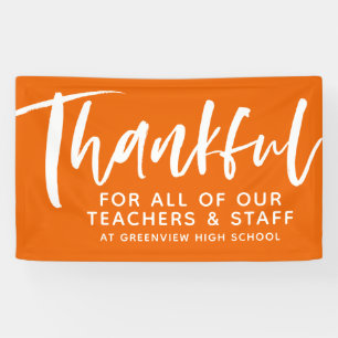 Thankful for teachers orange appreciation banner