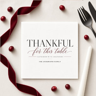 Thankful for This Table Personalised Burgundy Napkin