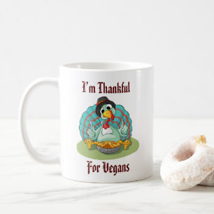 Thankful for Vegans Thanksgiving Holiday Turkey Coffee Mug