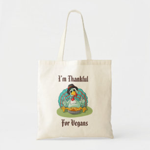Thankful for Vegans Thanksgiving Holiday Turkey Tote Bag