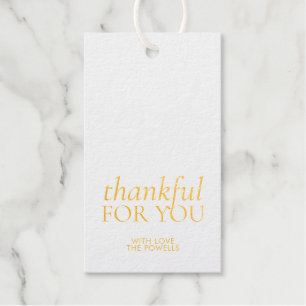 Thankful for You Elegant Thanksgiving Gold Foil Gift Tags