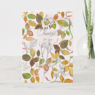 Thankful For You Happy Thanksgiving Autumn Leaves Card