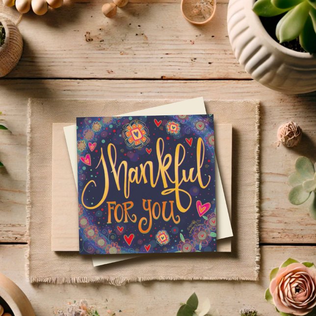 Thankful for You Inspirivity Fun Colourful Thanks Card (Creator Uploaded)