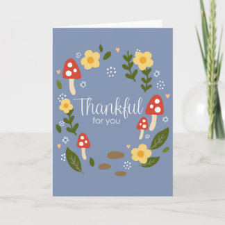 Thankful for You Mushroom Wreath Thanksgiving Card
