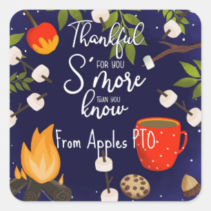 thankful for you smore  square sticker