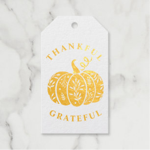 Thankful for you Thanksgiving gold Foil Gift Tags