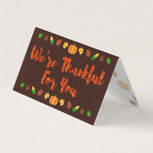 Thankful For You Thanksgiving Holiday Cards