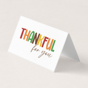 Thankful For You Thanksgiving Treat Bag Topper Business Card