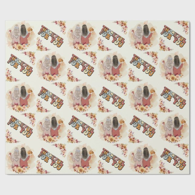 'Thankful For You' Thanksgiving  Wrapping Paper (Flat)