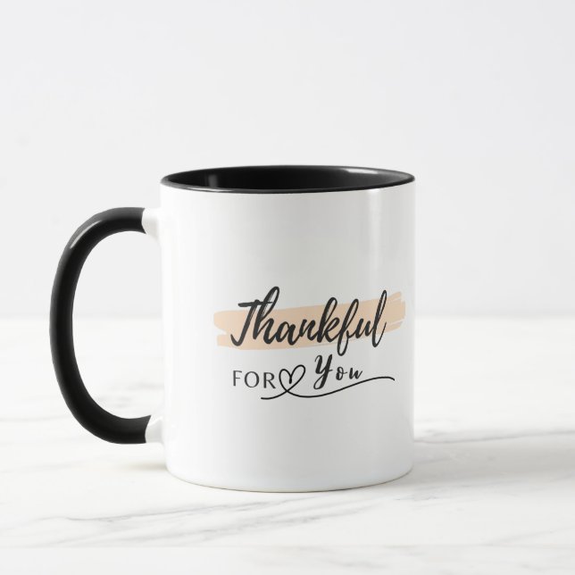 Thankful for you with Personalised name Mug (Left)