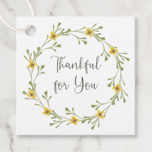 Thankful for You Yellow Floral Favour Tags