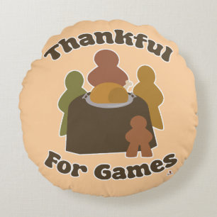 Thankful Games Thanksgiving Boardgame Life Round Cushion