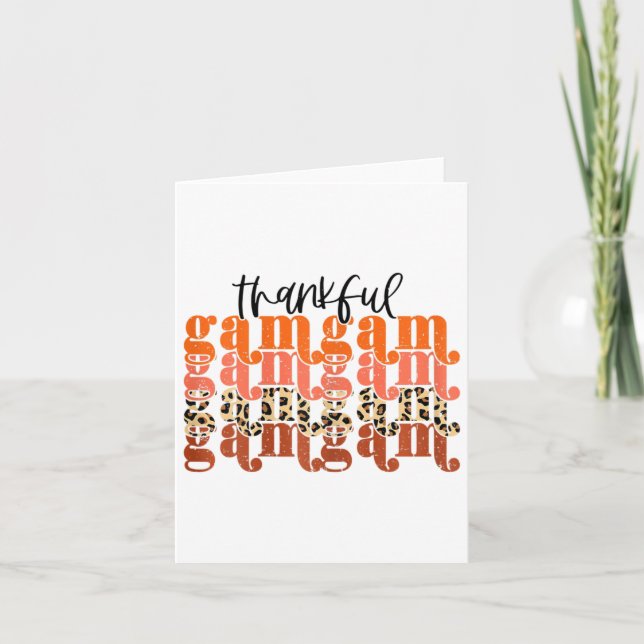 Thankful Gamgam Thanksgiving Retro Leopard Fall Se Card (Front)