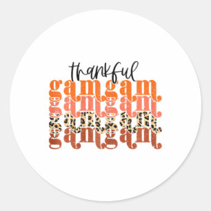 Thankful Gamgam Thanksgiving Retro Leopard Fall Se Classic Round Sticker