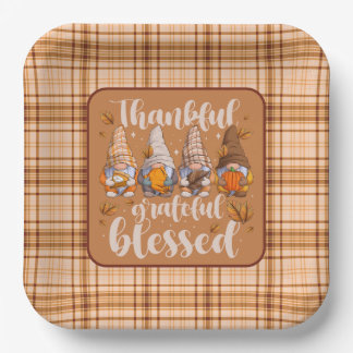 Thankful Gnomes – Autumn Blessings Paper Plate
