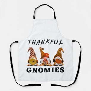 Thankful Gnomies with Cute Autumn Trio of Gnomes Apron
