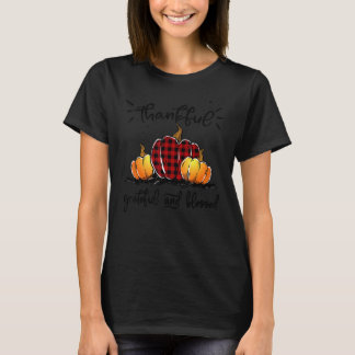 Thankful Grateful And Blessed Pumpkin Fall Leopard T-Shirt