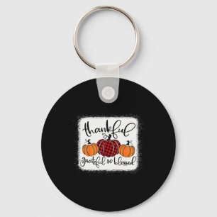 Thankful Grateful and Blessed Pumpkin Fall Thanksg Key Ring