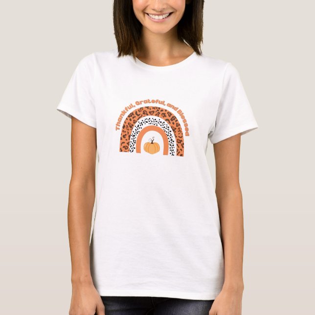 Thankful grateful and blessed pumpkin women T-Shirt (Front)