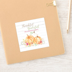 Thankful Grateful Autumn Fall Pumpkin Watercolor