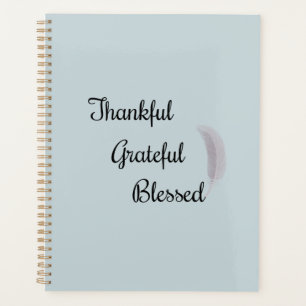 Thankful Grateful Blessed Angel Feather Dusty Blue Planner