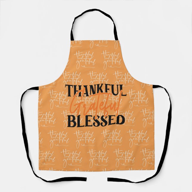 Thankful, Grateful, Blessed Apron (Front)