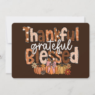 Thankful, Grateful, Blessed – Autumn Typography Holiday Card