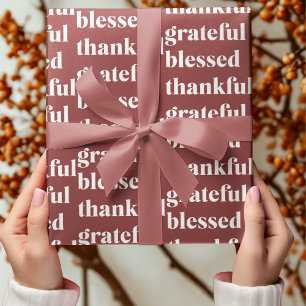 Thankful Grateful Blessed Autumn Wrapping Paper