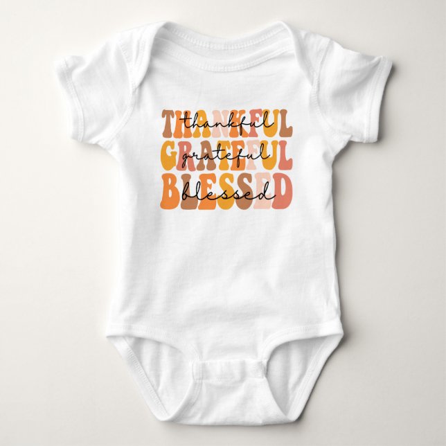 Thankful Grateful Blessed Baby Bodysuit (Front)