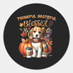 Thankful Grateful Blessed Beagle Dog Happy Fall Y' Classic Round Sticker