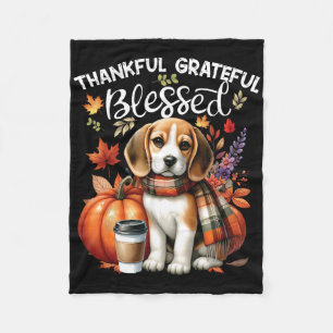 Thankful Grateful Blessed Beagle Dog Happy Fall Y' Fleece Blanket