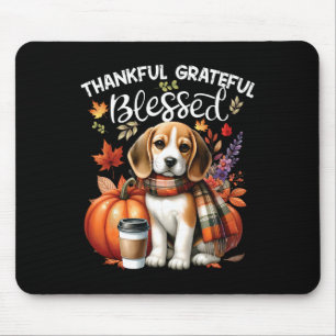Thankful Grateful Blessed Beagle Dog Happy Fall Y' Mouse Pad