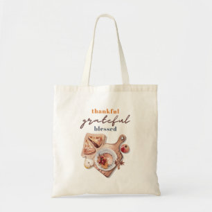 Thankful Grateful Blessed Boho Thanksgiving Tote Bag