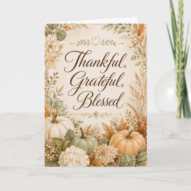 Thankful Grateful Blessed Card (Front)