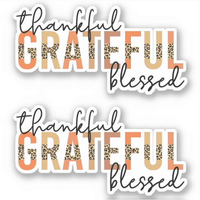 Thankful Grateful Blessed Cheetah Print Typography (Front)