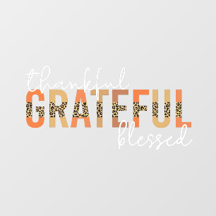 Thankful Grateful Blessed Cheetah Print Typography