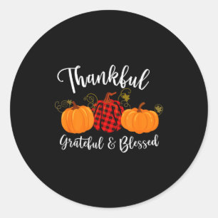 Thankful Grateful Blessed Christmas &amp; Thanksgi Classic Round Sticker