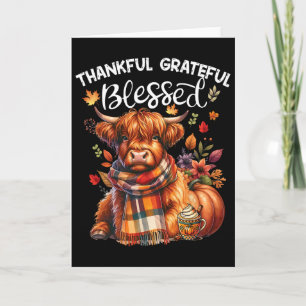 Thankful Grateful Blessed Cow Fall Y'all Autumn Card