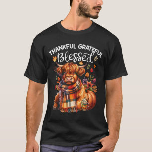 Thankful Grateful Blessed Cow Fall Y'all Autumn T-Shirt