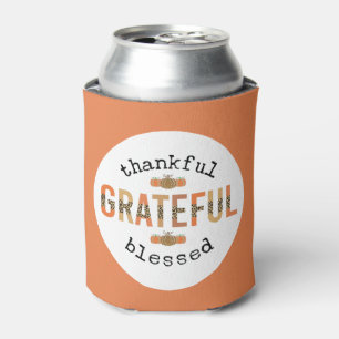 Thankful Grateful Blessed Cute Fall Thanksgiving Can Cooler
