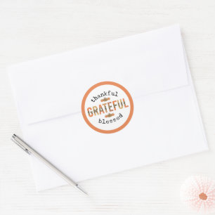 Thankful Grateful Blessed Cute Fall Thanksgiving Classic Round Sticker